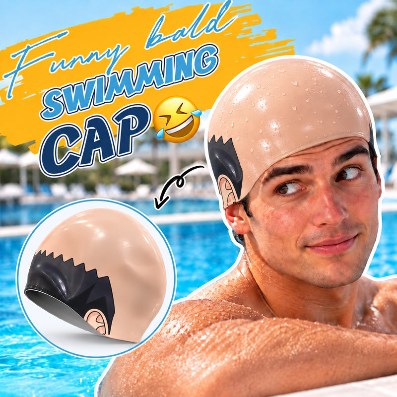 Funny Realistic Bald Head Swim Cap