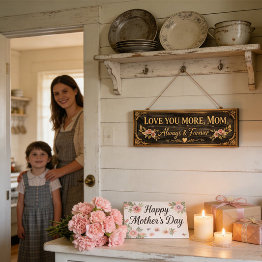 💖 Love You More, Mom – Always & Forever Door Hanging
