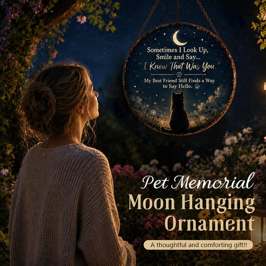 Pet Memorial Moon Hanging Ornament (Cat & Dog)