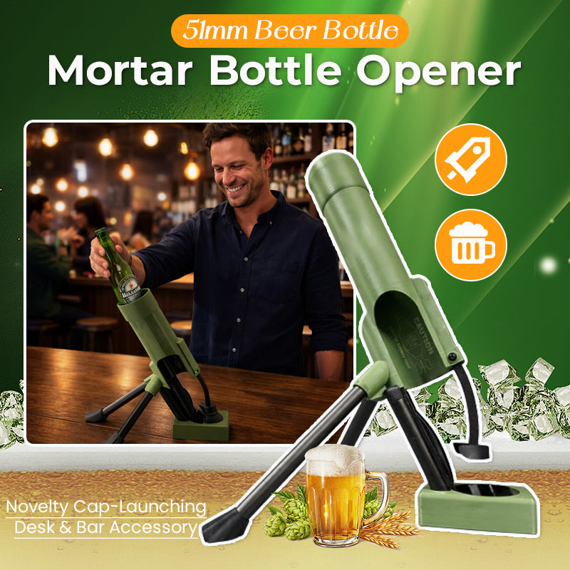 Beer Bottle Mortar Bottle Opener – Novelty Cap-Launching Desk & Bar Accessory.