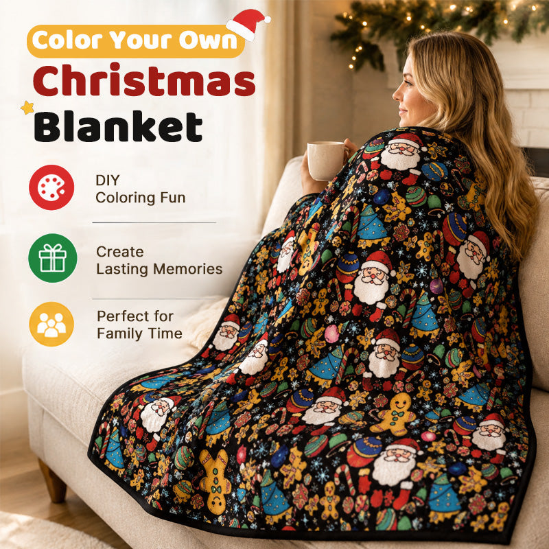 DIY Christmas Coloring Blanket 🎄 Santa & Gingerbread Man Holiday Throw