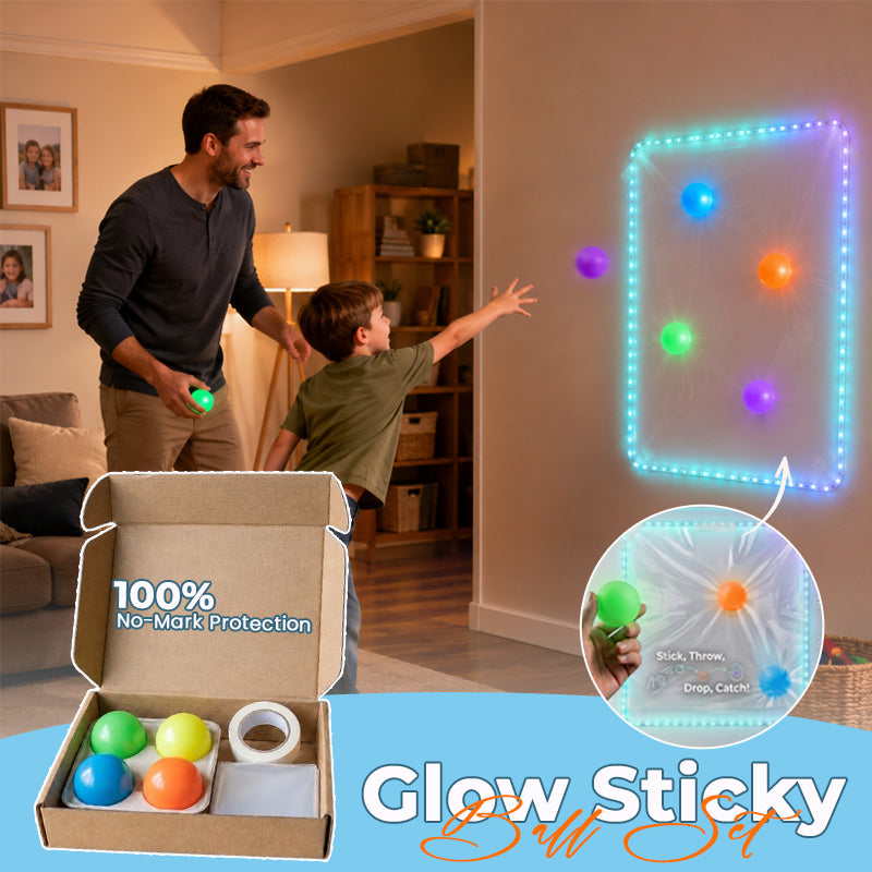 Glow Sticky Ball Set - Stress Relief & ADHD Focus Toy with No-Mark Protection! ✨🧠
