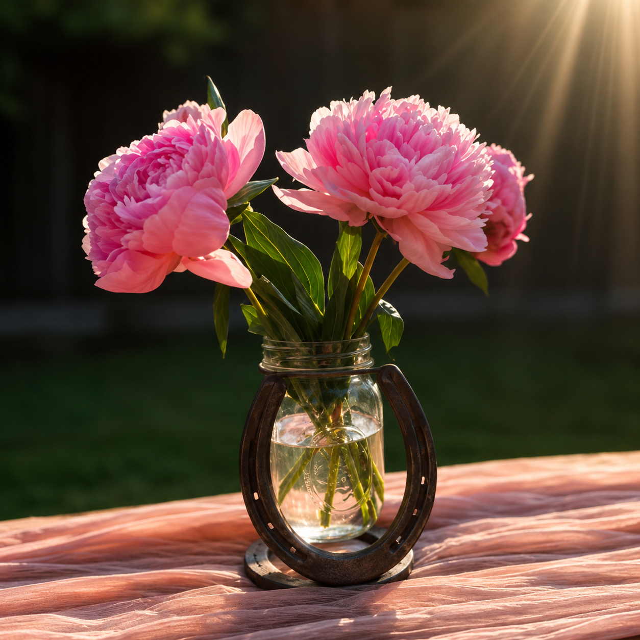 Rustic Horseshoe Flower Vase – Farmhouse Glass Bud Vase Decor