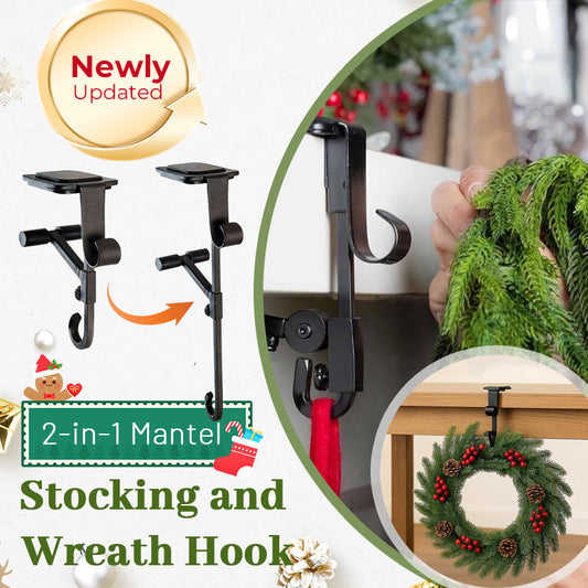 🎄 2-in-1 Fireplace Stocking & Garland Hanger – No Drill, No Mess