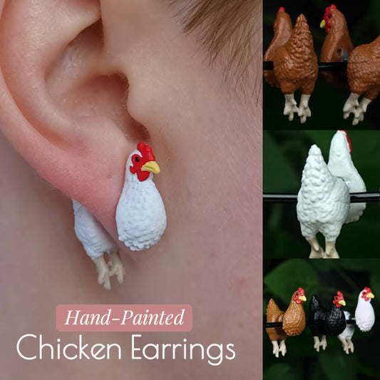 Hand-Painted Chicken Earrings