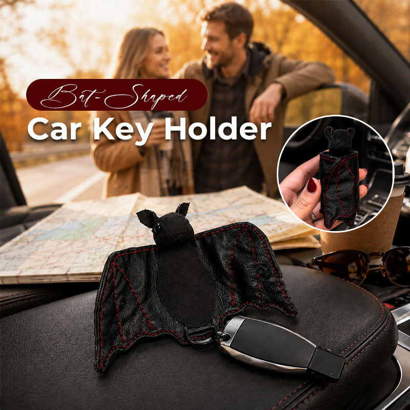 Bat-Shaped Genuine Leather Car Key Case