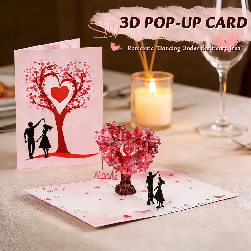 Romantic "Dancing Under the Heart Tree" 3D Greeting Card