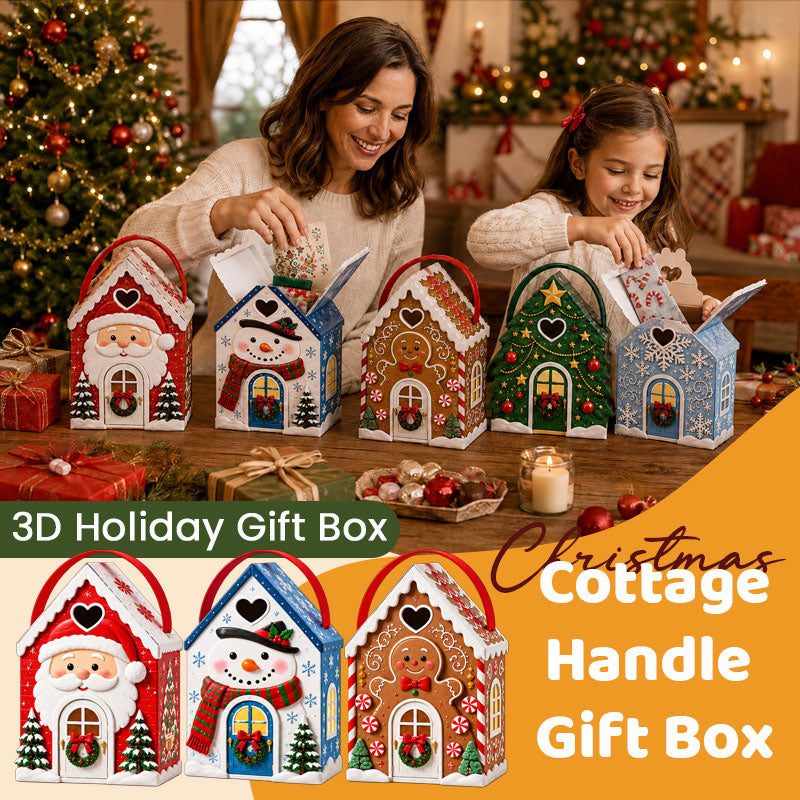 Christmas Cottage Handle Gift Box – 3D Festive Candy & Cookie Gift Packaging Box