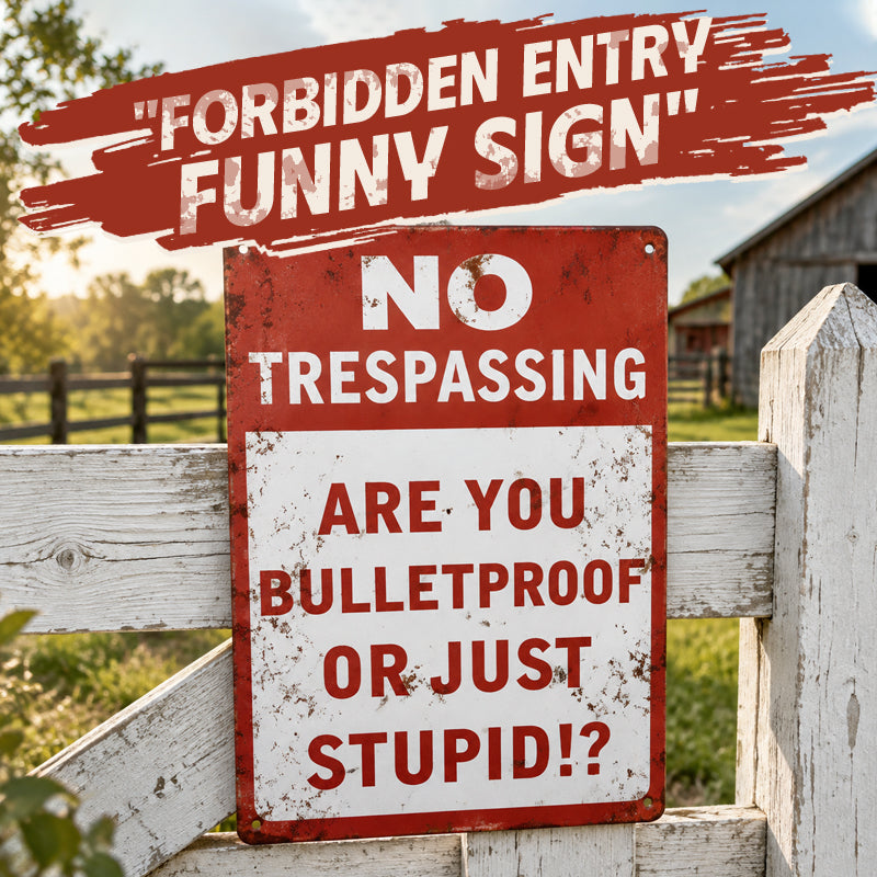 Are You Bulletproof? Funny No Trespassing Sign