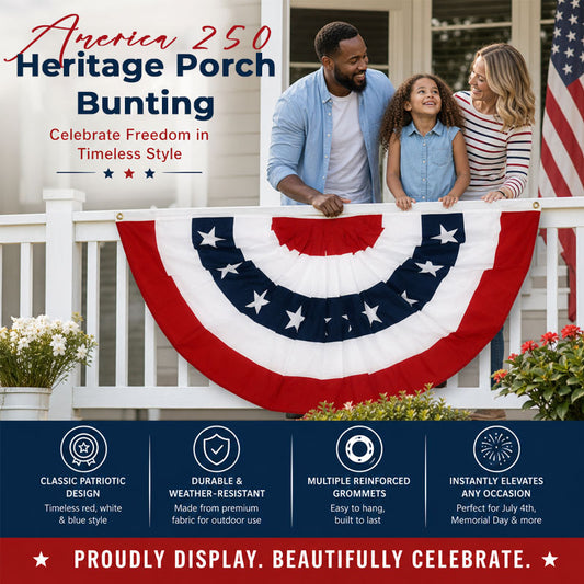 America 250 Heritage Porch Bunting – Premium Patriotic Outdoor Décor ✨