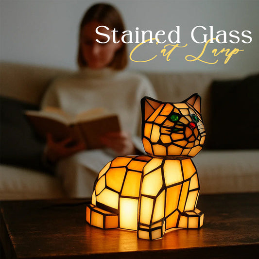 🐾 Stained Glass Cat Lamp – A Cozy Glow with a Soul