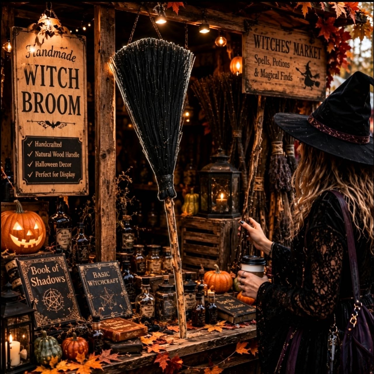 Witch's Enchanted Broom – Halloween Cosplay & Magical Decor Prop 🧙🎃🧹✨