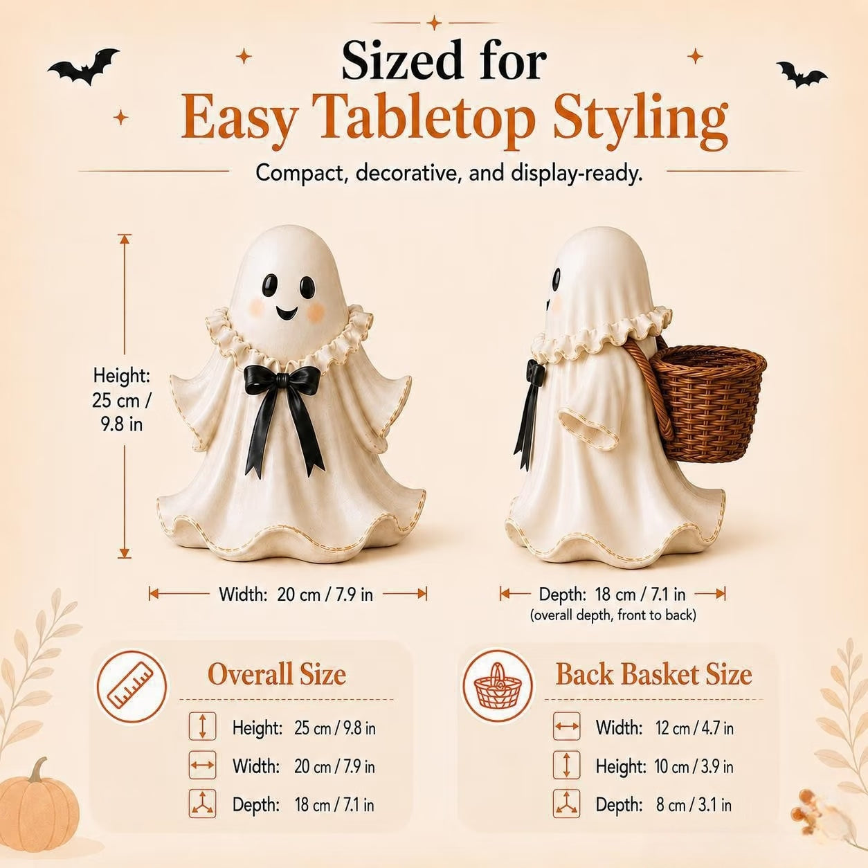 👻 Cute Ghost Wicker Basket Tabletop Decor | Fall Halloween Floral Holder🏆