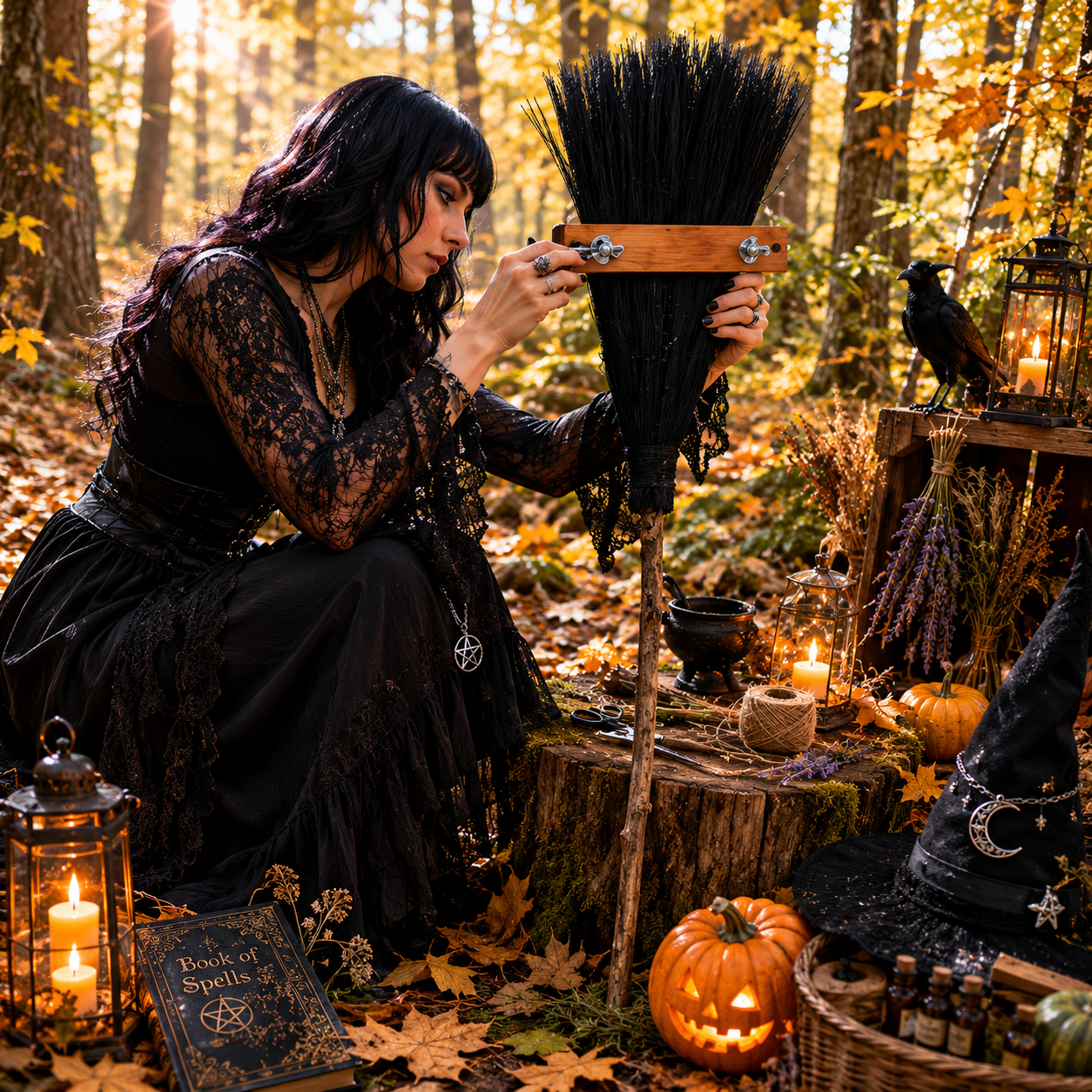 Witch's Enchanted Broom – Halloween Cosplay & Magical Decor Prop 🧙🎃🧹✨