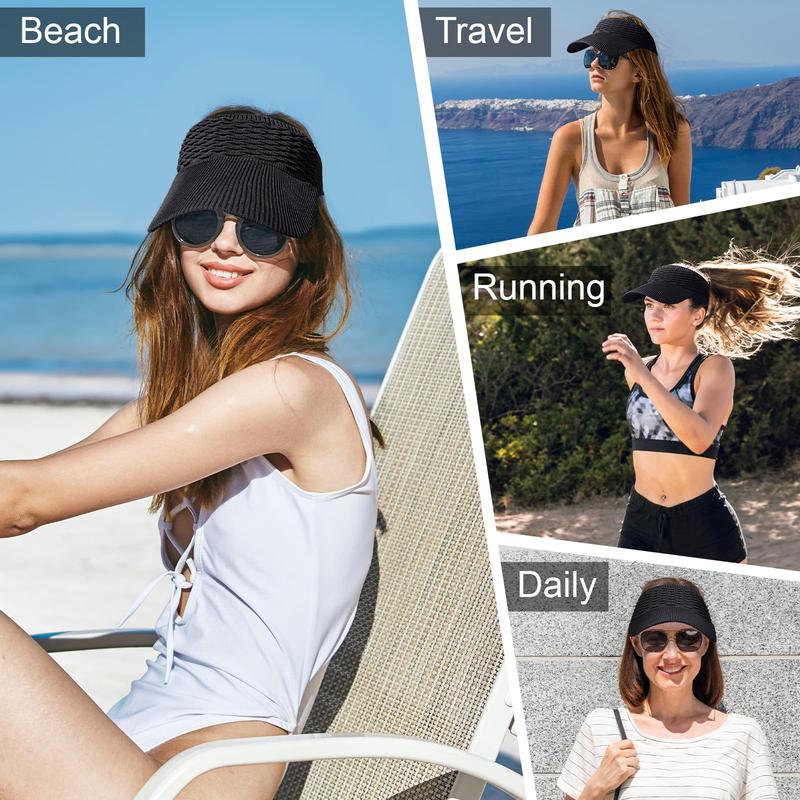 Women's Foldable UPF 50+ Sun Visor Hat | Packable Wide Brim Beach & Sports Cap