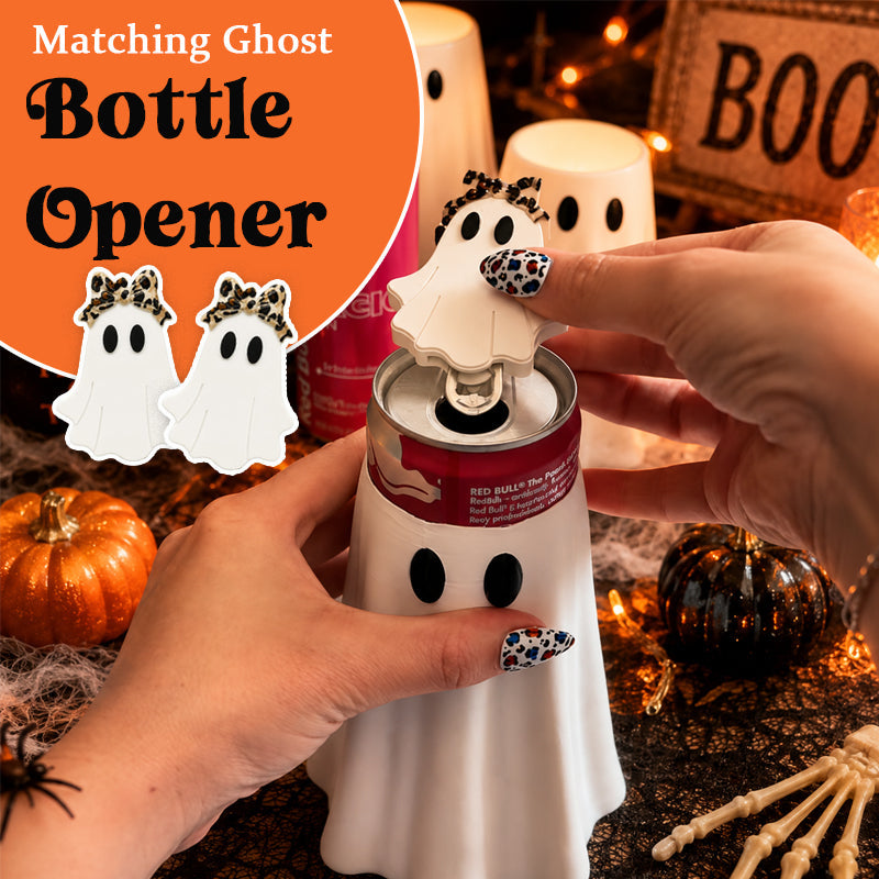 Halloween Ghost Can Holder with Matching Ghost Bottle Opener