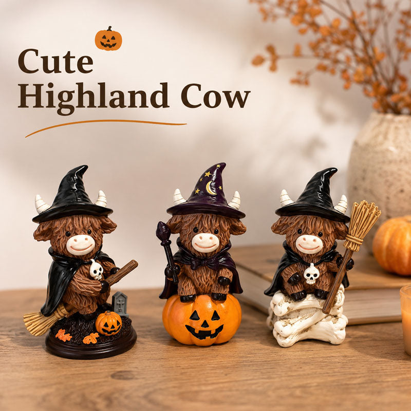 Halloween Highland Cow Witch Ornament