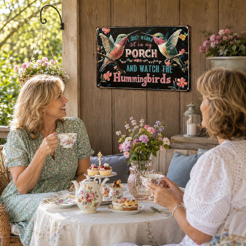 Relax & Watch Hummingbirds: Charming Porch & Garden Decor Sign