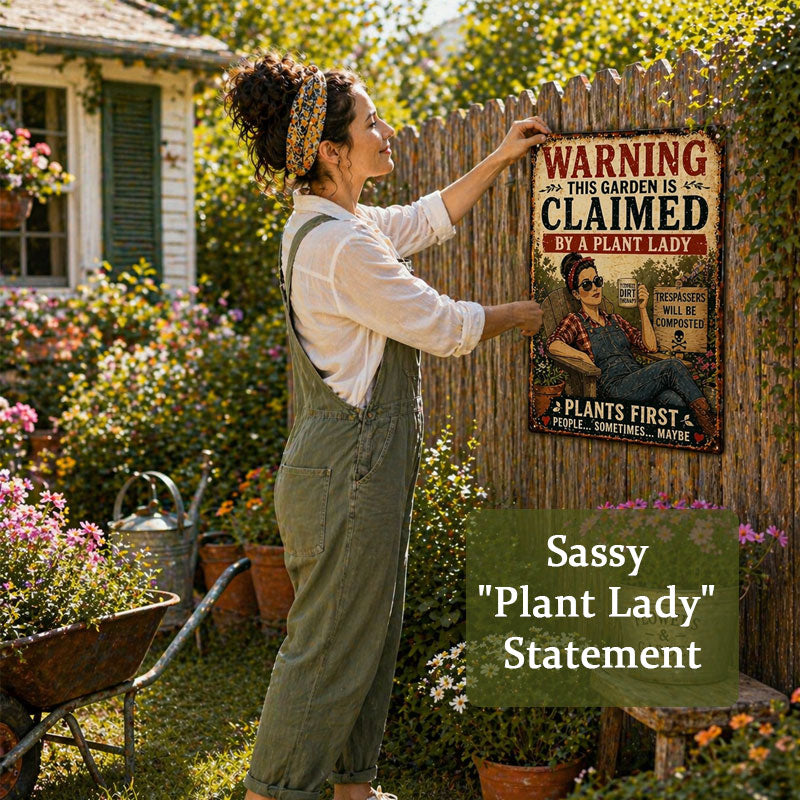 "Plants First, People Maybe" Vintage Garden Sign