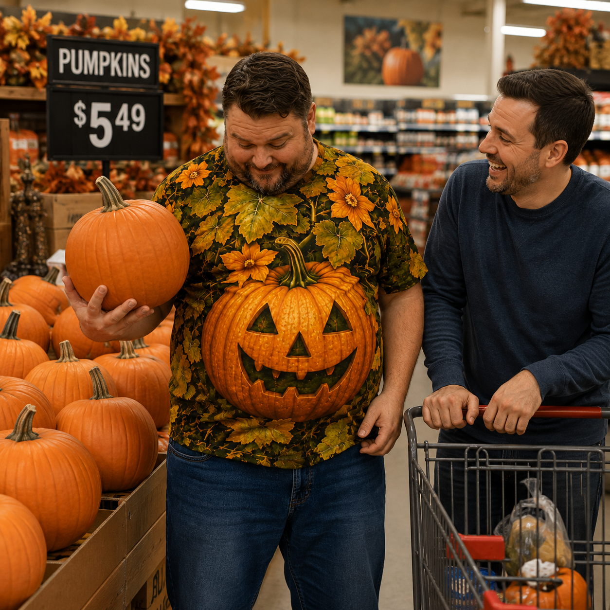 3D Pumpkin Belly Halloween Tee