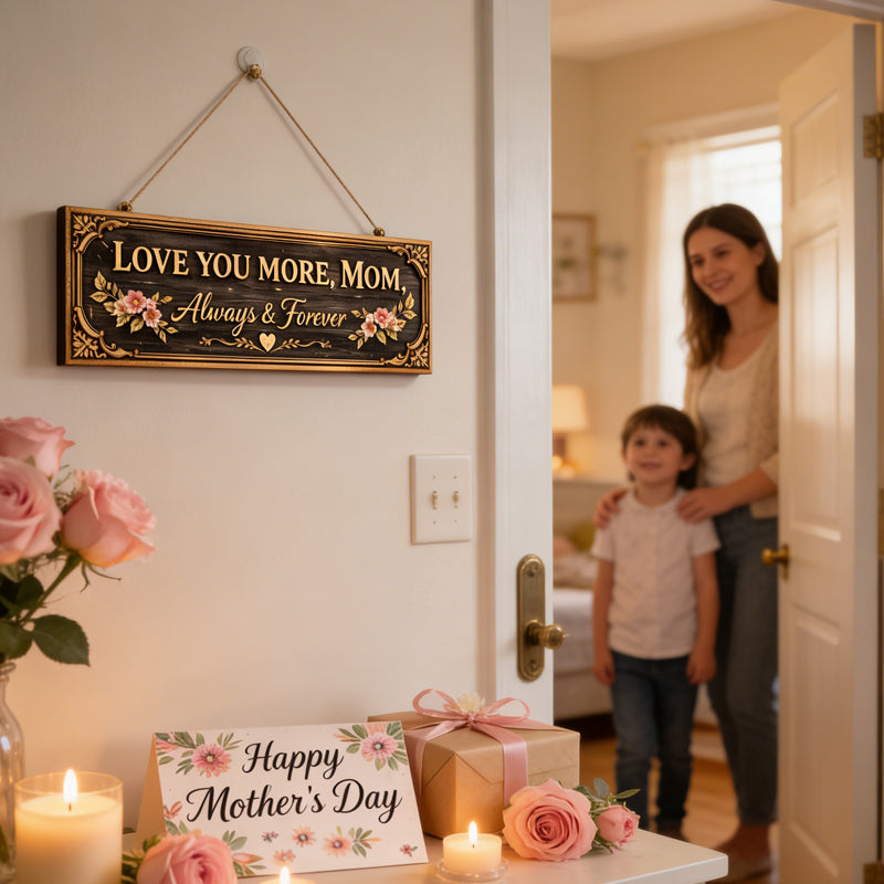 💖 Love You More, Mom – Always & Forever Door Hanging