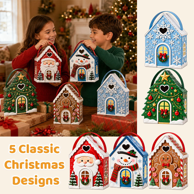 Christmas Cottage Handle Gift Box – 3D Festive Candy & Cookie Gift Packaging Box