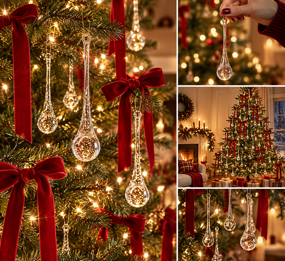 Crystal Teardrop Christmas Ornaments – Elegant Hanging Tree Decorations