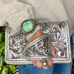 Load image into Gallery viewer, &quot;Silver Flower Dance&quot; Western-Style Clutch
