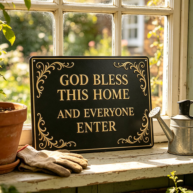 God Bless This Home Iron Sign