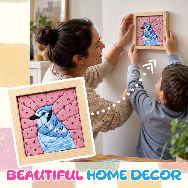 DIY Fabric Art Kit | No-Sew Fabric Mosaic Wall Art Craft with Frame & Tools