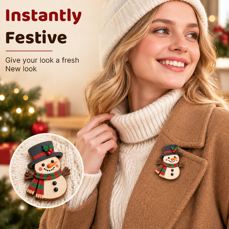 Handmade Wooden Christmas Brooch