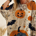 Load image into Gallery viewer, 🎃 Witchy Cozy Vibes – Halloween Pumpkin Knit Sweater
