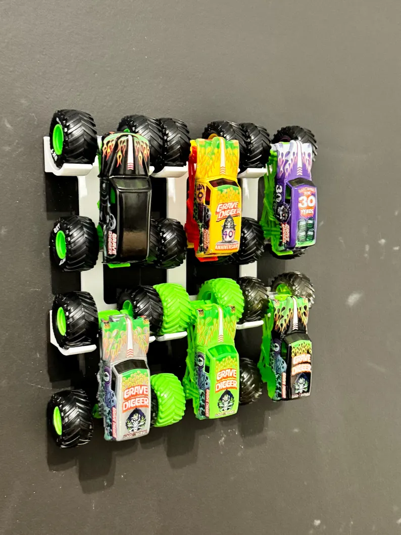 Monster Truck Wall Display Rack – Toy Vehicle Storage Organizer for Kids & Collectors