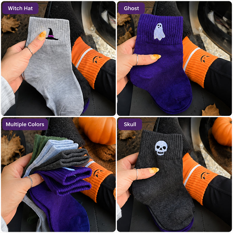 Halloween Bat Pumpkin Embroidered Socks(Buy 1 pair, get 1 pair free)