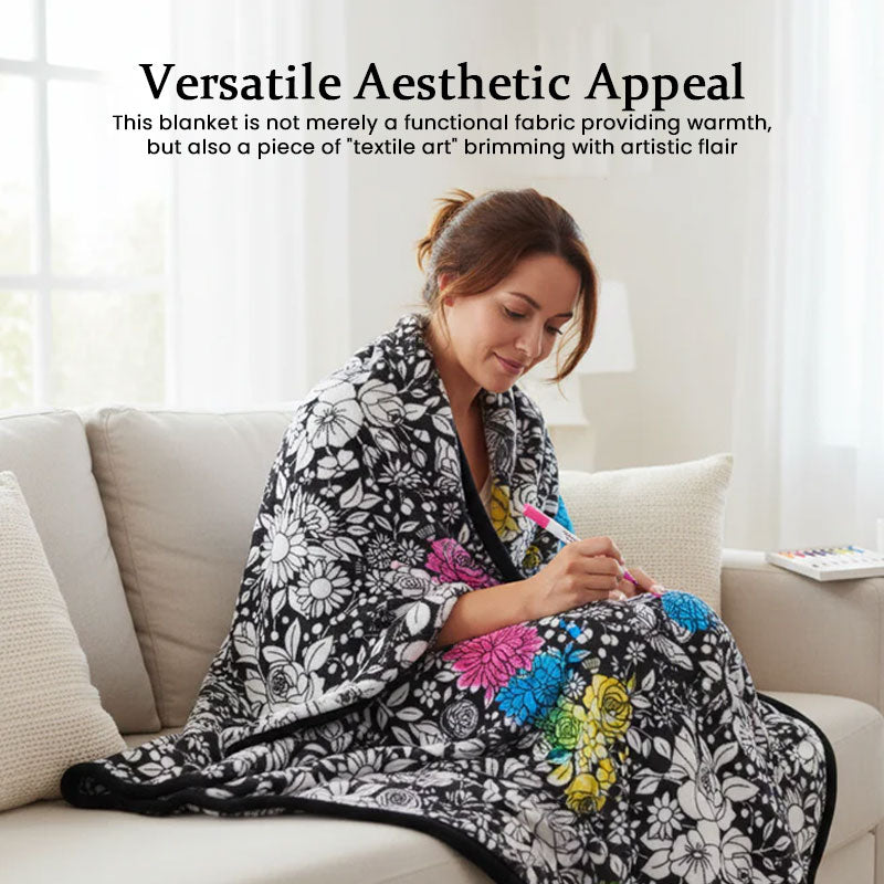 Graffiti Flower Throw Blanket Cozy Floral Couch Blanket 🌸✨🛋️