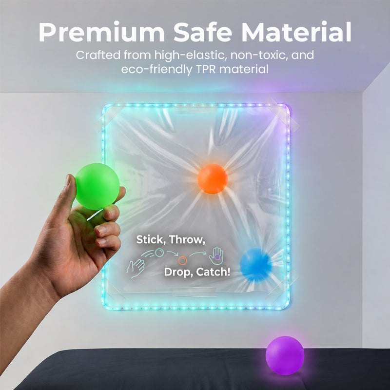 Glow Sticky Ball Set - Stress Relief & ADHD Focus Toy with No-Mark Protection! ✨🧠