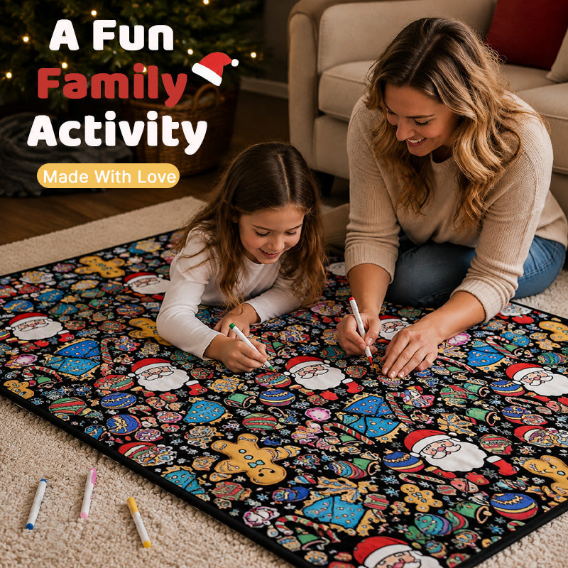 DIY Christmas Coloring Blanket 🎄 Santa & Gingerbread Man Holiday Throw