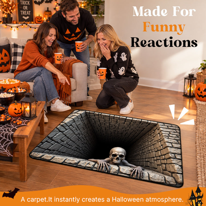 Halloween 3D Skeleton Pit Illusion Rug