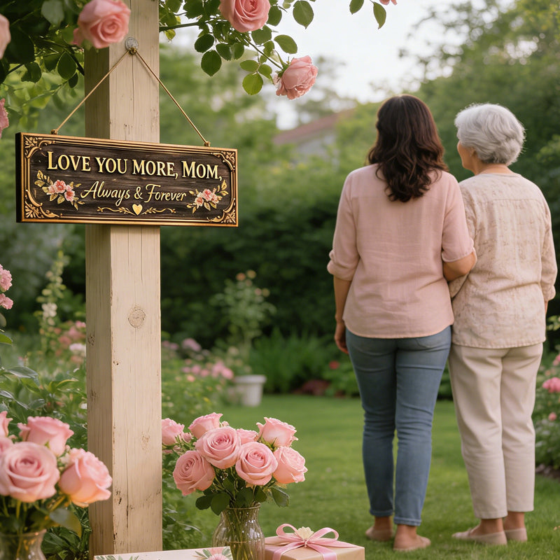 💖 Love You More, Mom – Always & Forever Door Hanging