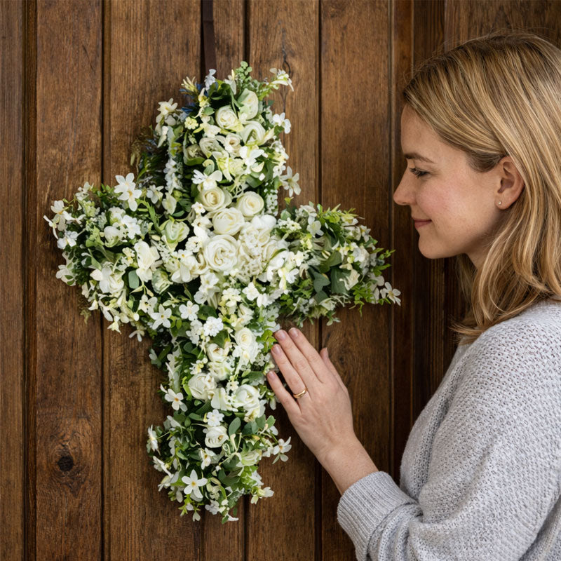 The "Faith in Bloom" Floral Cross Wreath: A Symbol of Hope & Spring