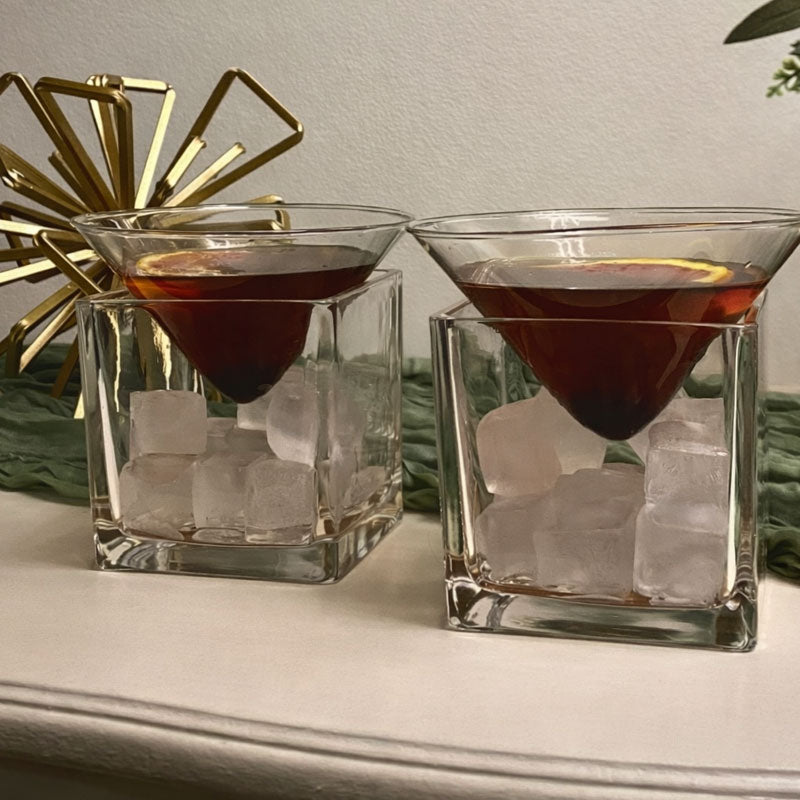 Mid-Century Modern 2-in-1 Stemless Cup & Ice Holder Set
