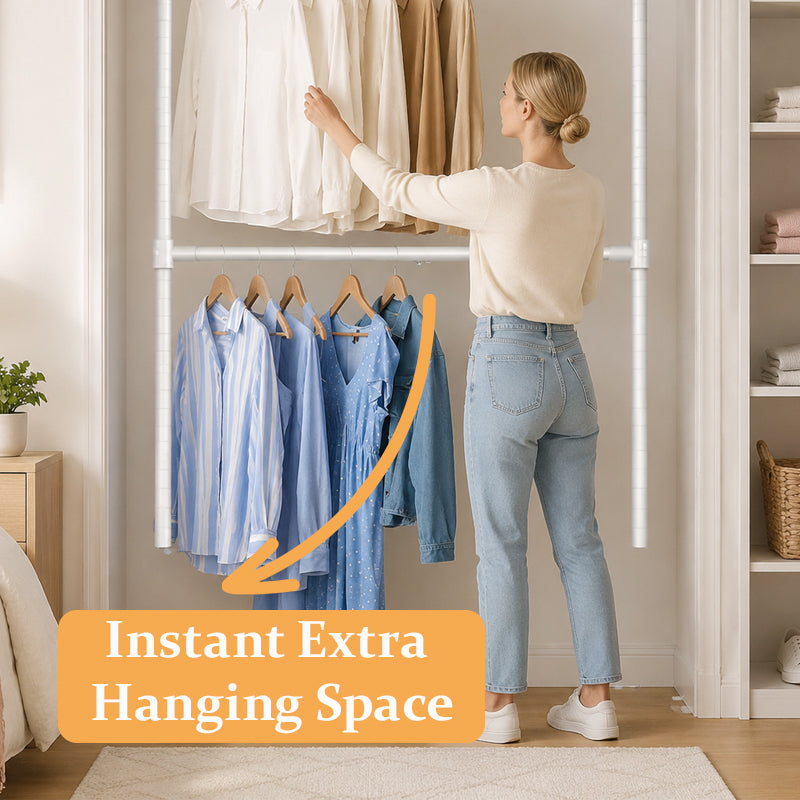🏠 No-Drill Expandable Clothes Rack