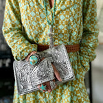 Load image into Gallery viewer, &quot;Silver Flower Dance&quot; Western-Style Clutch
