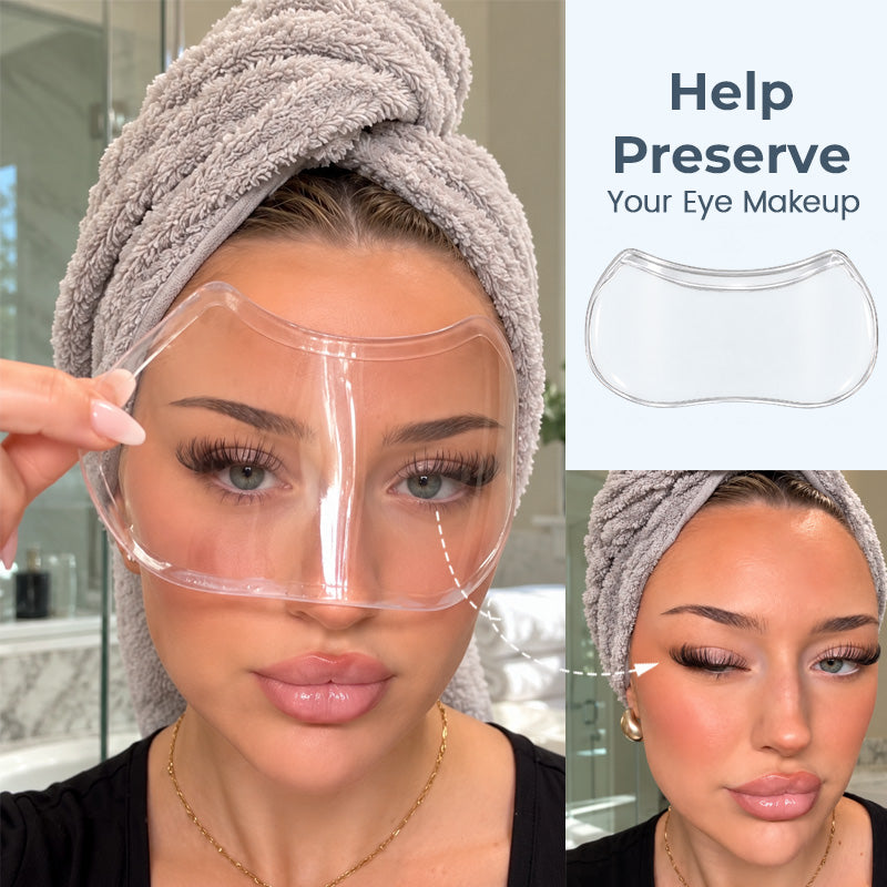 Adhesive Shower Face Shield | Clear Splash Guard for Eye Makeup & Lashes