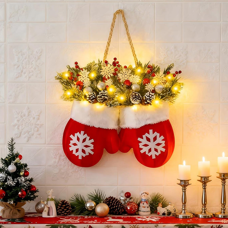🎅 Flashing Christmas Glove Wreath · Create a warm and cozy Christmas atmosphere
