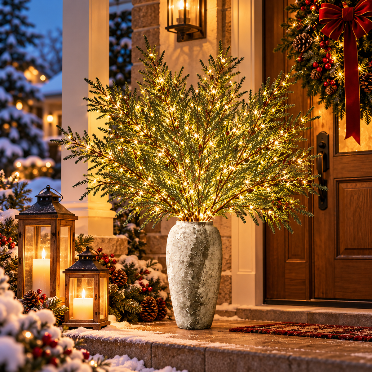 Christmas Lighted Norfolk Pine Branches