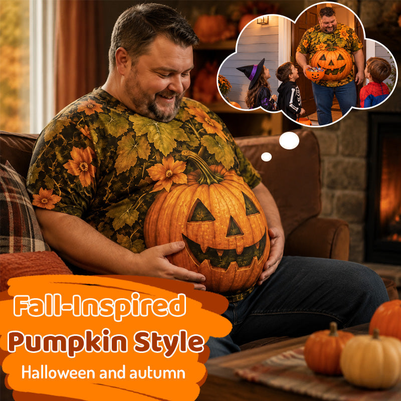 3D Pumpkin Belly Halloween Tee