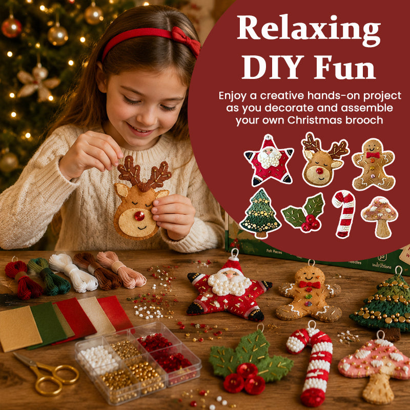 Christmas Felt Embroidery Brooch DIY Handmade Decoration Set