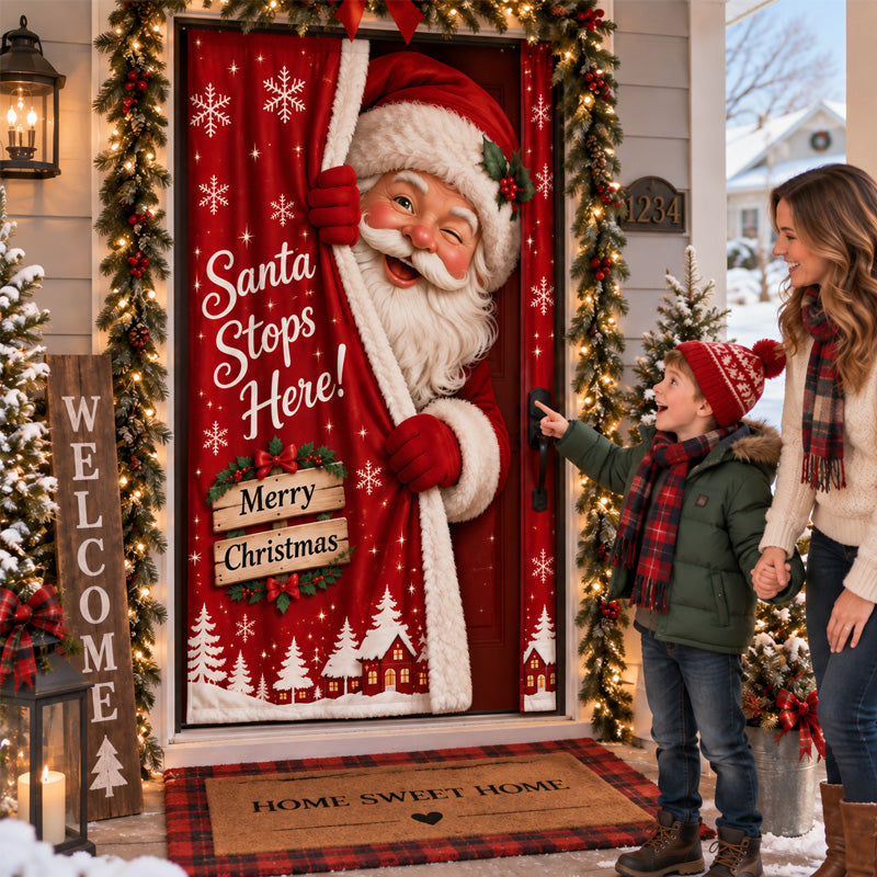 Santa Claus Holiday Welcome Door Curtain（High Elasticity）