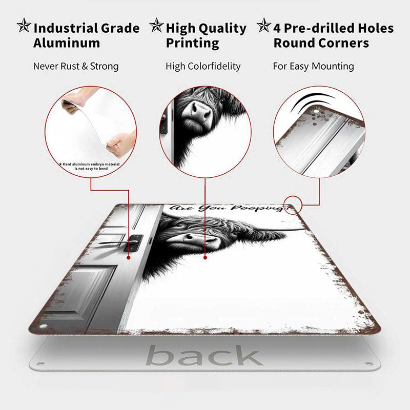 🐄 The Cheeky Visitor: Vintage Highland Cow Sign